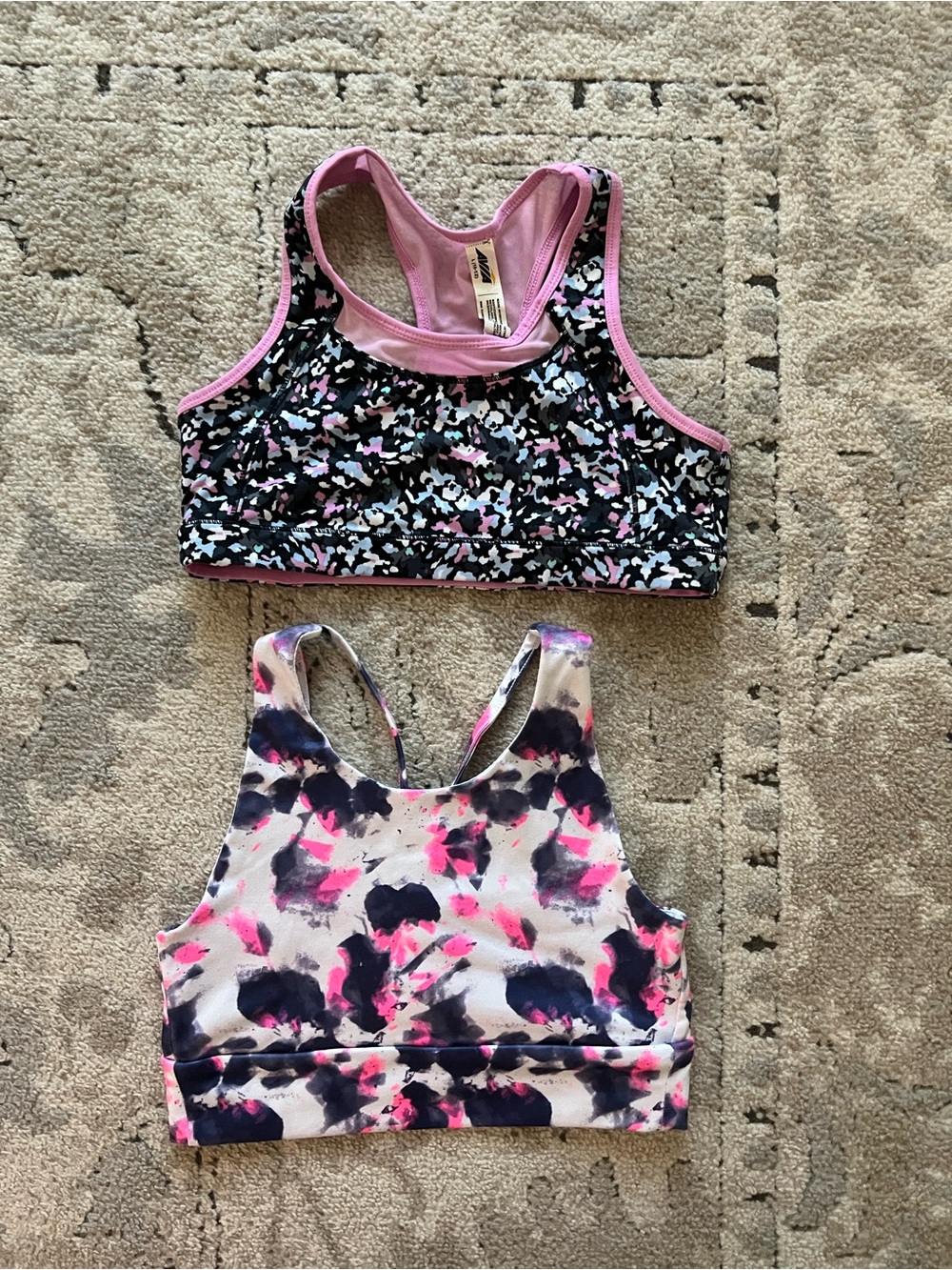 Avia & Atheltic Works Girls Two-Pack Sports Camisoles - Black, Pink, White